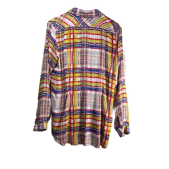CAbi 797 Cirque Plaid Button Down Long Sleeve Shirt Womens Blouse Rayon Medium - Picture 5 of 9